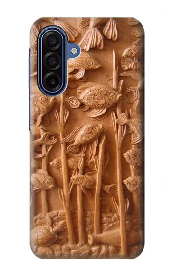 S1307 Fish Wood Carving Graphic Printed Hülle Schutzhülle Taschen für Samsung Galaxy A17, A18