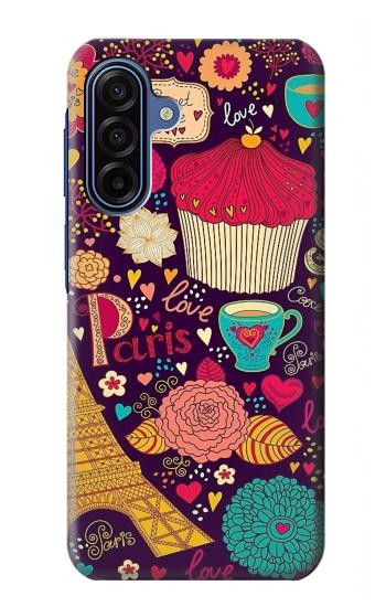 S2353 Paris Cartoon Vintage Pattern Hülle Schutzhülle Taschen für Samsung Galaxy A17