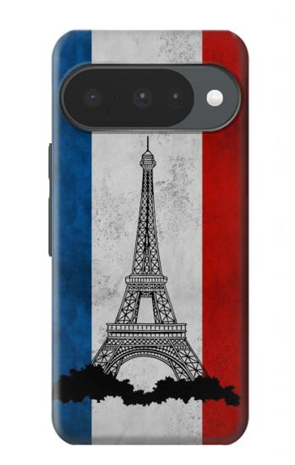 S2859 Vintage France Flag Eiffel Tower Hülle Schutzhülle Taschen für Google Pixel 10, 10 Pro