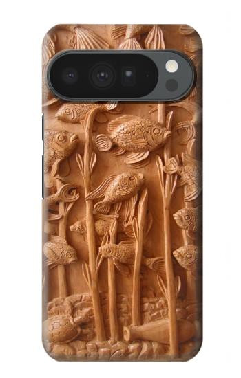 S1307 Fish Wood Carving Graphic Printed Hülle Schutzhülle Taschen für Google Pixel 10 Pro XL