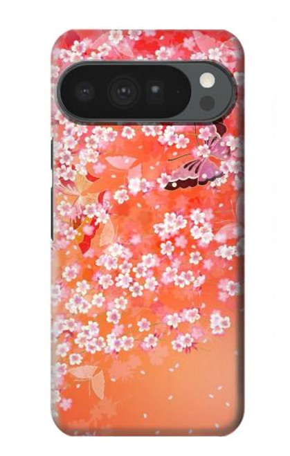 S2543 Japanese Kimono Style Flower Pattern Hülle Schutzhülle Taschen für Google Pixel 10 Pro XL