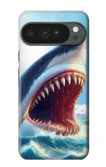 S4004 Oil Color Painting Giant Shark.jpeg Hülle Schutzhülle Taschen für Google Pixel 10 Pro XL