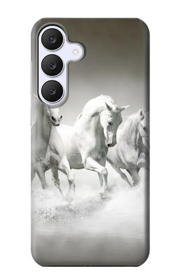S0933 White Horses Hülle Schutzhülle Taschen für Samsung Galaxy S25 FE