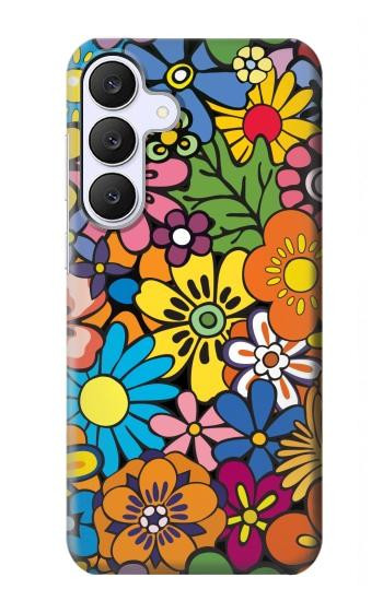S3281 Colorful Hippie Flowers Pattern Hülle Schutzhülle Taschen für Samsung Galaxy S25 FE, S26 FE
