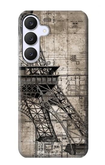 S3416 Eiffel Tower Blueprint Hülle Schutzhülle Taschen für Samsung Galaxy S25 FE