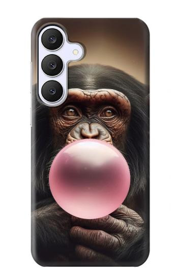 S3973 Chimpanzee Blowing Pink Bubblegum Hülle Schutzhülle Taschen für Samsung Galaxy S25 FE