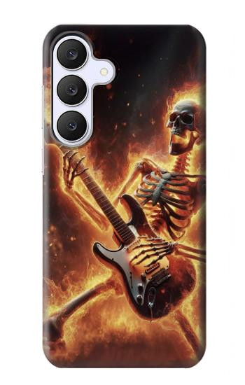 S3984 Fire Skeleton Playing Guitar Hülle Schutzhülle Taschen für Samsung Galaxy S25 FE