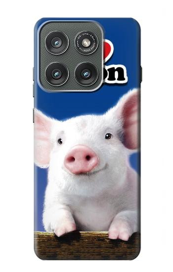 S0608 I Love Bacon Cute Baby Pig Hülle Schutzhülle Taschen für Motorola Edge (2025)
