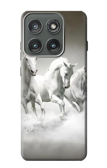 S0933 White Horses Hülle Schutzhülle Taschen für Motorola Edge (2025)