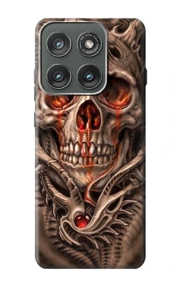 S1675 Skull Blood Tattoo Hülle Schutzhülle Taschen für Motorola Edge (2025)