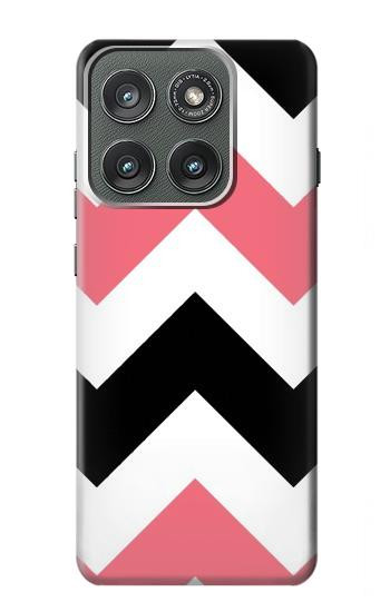 S1849 Pink Black Chevron Zigzag Hülle Schutzhülle Taschen für Motorola Edge (2025)