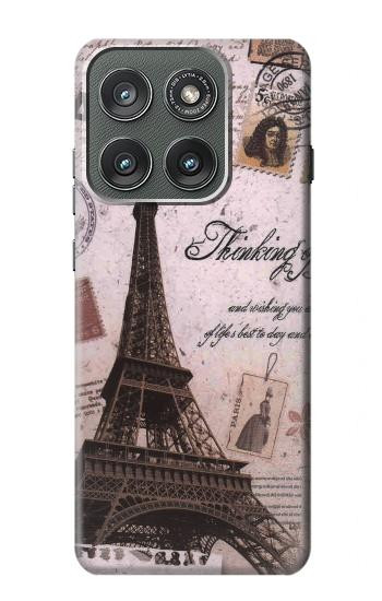 S2211 Paris Postcard Eiffel Tower Hülle Schutzhülle Taschen für Motorola Edge (2025)