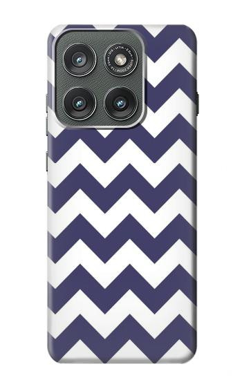 S2345 Navy Blue Shavron Zig Zag Pattern Hülle Schutzhülle Taschen für Motorola Edge (2025)