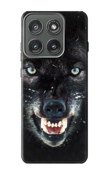 S2823 Black Wolf Blue Eyes Face Hülle Schutzhülle Taschen für Motorola Edge (2025)