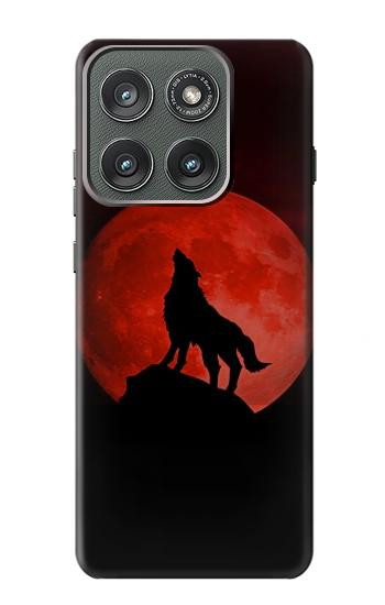 S2955 Wolf Howling Red Moon Hülle Schutzhülle Taschen für Motorola Edge (2025)