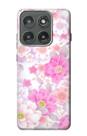 S3036 Pink Sweet Flower Flora Hülle Schutzhülle Taschen für Motorola Edge (2025)
