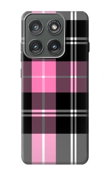S3091 Pink Plaid Pattern Hülle Schutzhülle Taschen für Motorola Edge (2025)