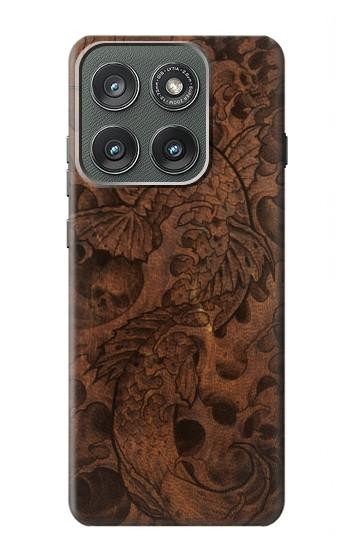 S3405 Fish Tattoo Leather Graphic Print Hülle Schutzhülle Taschen für Motorola Edge (2025)