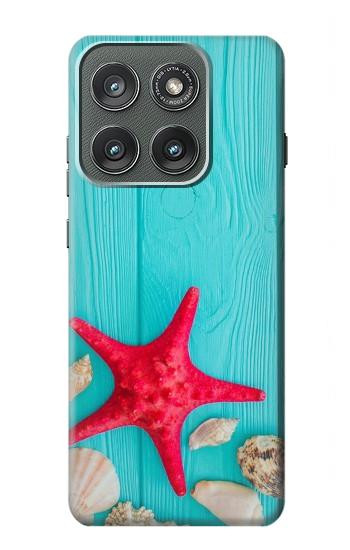S3428 Aqua Wood Starfish Shell Hülle Schutzhülle Taschen für Motorola Edge (2025)