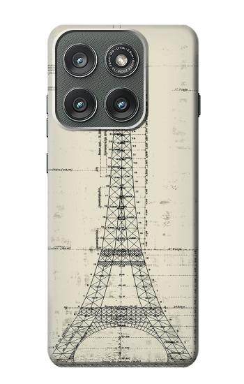 S3474 Eiffel Architectural Drawing Hülle Schutzhülle Taschen für Motorola Edge (2025)