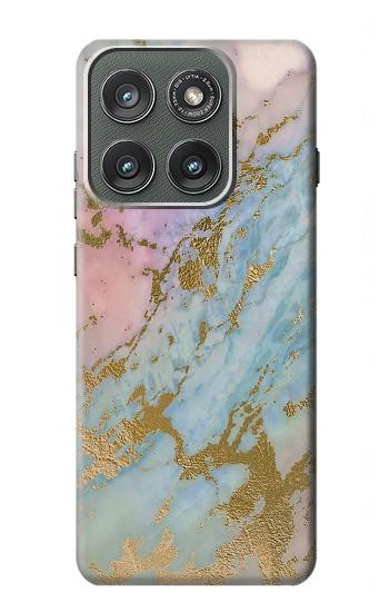 S3717 Rose Gold Blue Pastel Marble Graphic Printed Hülle Schutzhülle Taschen für Motorola Edge (2025)