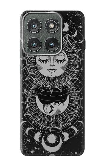 S3854 Mystical Sun Face Crescent Moon Hülle Schutzhülle Taschen für Motorola Edge (2025)