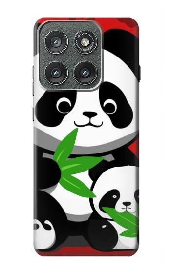 S3929 Cute Panda Eating Bamboo Hülle Schutzhülle Taschen für Motorola Edge (2025)