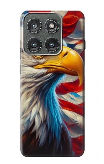 S3967 Bald Eagle American Flag Hülle Schutzhülle Taschen für Motorola Edge (2025)