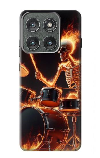S3985 Fire Skull Drummer Hülle Schutzhülle Taschen für Motorola Edge (2025)