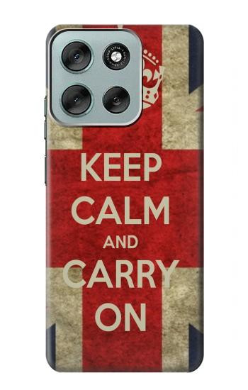 S0674 Keep Calm and Carry On Hülle Schutzhülle Taschen für Motorola Moto G56