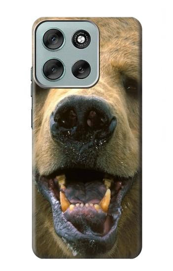 S0840 Grizzly Bear Face Hülle Schutzhülle Taschen für Motorola Moto G56