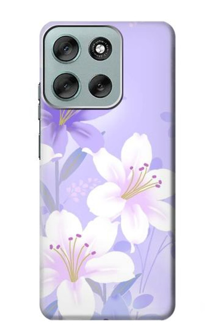 S2361 Purple White Flowers Hülle Schutzhülle Taschen für Motorola Moto G56 S2361 Purple White Flowers Hülle Schutzhülle Taschen für Motorola Moto G56