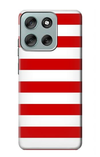 S2364 Red and White Striped Hülle Schutzhülle Taschen für Motorola Moto G56