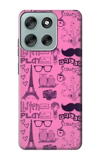 S2885 Paris Pink Hülle Schutzhülle Taschen für Motorola Moto G56