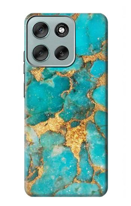 S2906 Aqua Turquoise Stone Hülle Schutzhülle Taschen für Motorola Moto G56