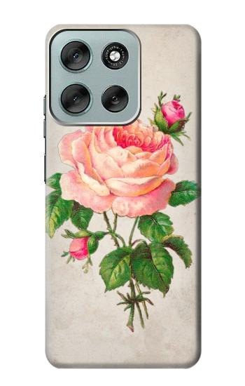 S3079 Vintage Pink Rose Hülle Schutzhülle Taschen für Motorola Moto G56