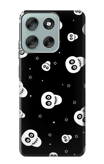 S3261 Smile Skull Halloween Pattern Hülle Schutzhülle Taschen für Motorola Moto G56