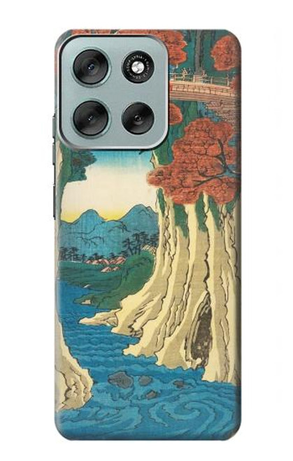 S3348 Utagawa Hiroshige The Monkey Bridge Hülle Schutzhülle Taschen für Motorola Moto G56