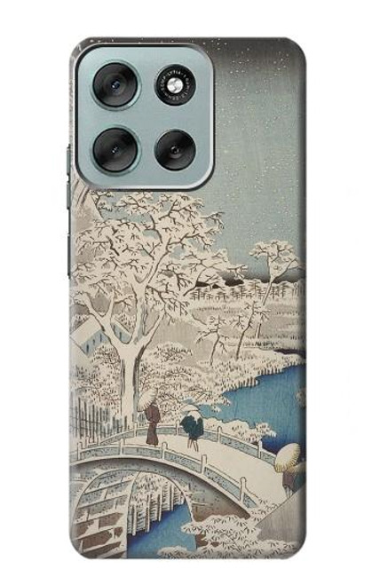 S3350 Utagawa Hiroshige Drum Bridge Yuhi Hill in Meguro Hülle Schutzhülle Taschen für Motorola Moto G56