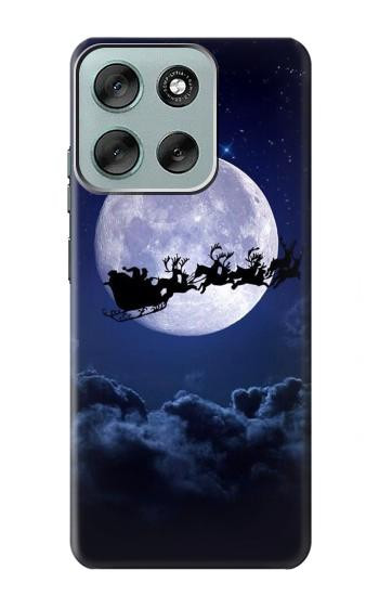 S3508 Xmas Santa Moon Hülle Schutzhülle Taschen für Motorola Moto G56
