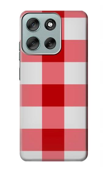 S3535 Red Gingham Hülle Schutzhülle Taschen für Motorola Moto G56