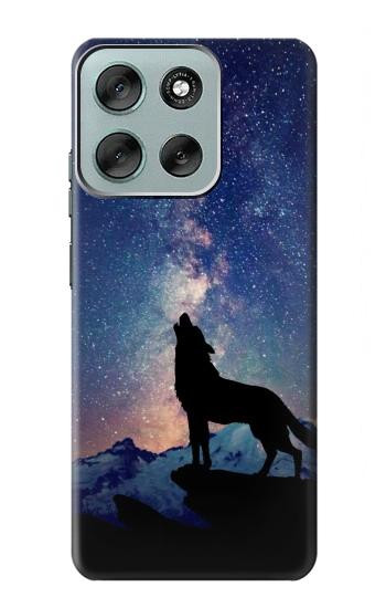 S3555 Wolf Howling Million Star Hülle Schutzhülle Taschen für Motorola Moto G56