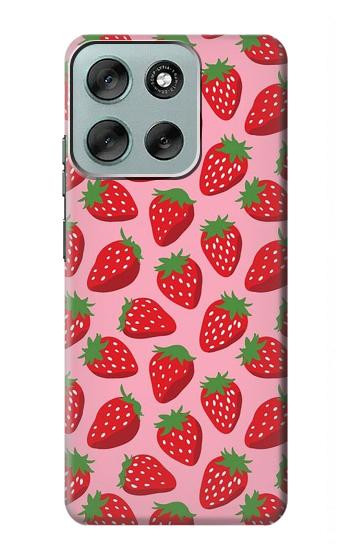 S3719 Strawberry Pattern Hülle Schutzhülle Taschen für Motorola Moto G56