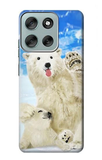 S3794 Arctic Polar Bear and Seal Paint Hülle Schutzhülle Taschen für Motorola Moto G56