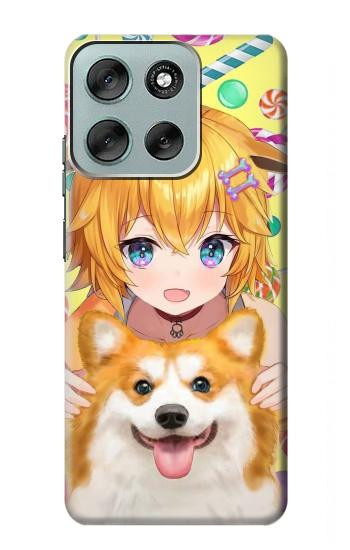 S3918 Baby Corgi Dog Corgi Girl Candy Hülle Schutzhülle Taschen für Motorola Moto G56