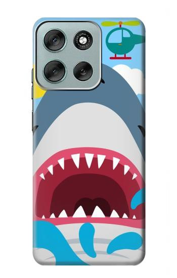 S3947 Shark Helicopter Cartoon Hülle Schutzhülle Taschen für Motorola Moto G56