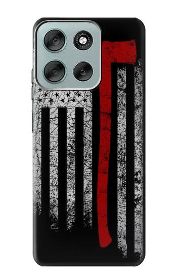 S3958 Firefighter Axe Flag Hülle Schutzhülle Taschen für Motorola Moto G56