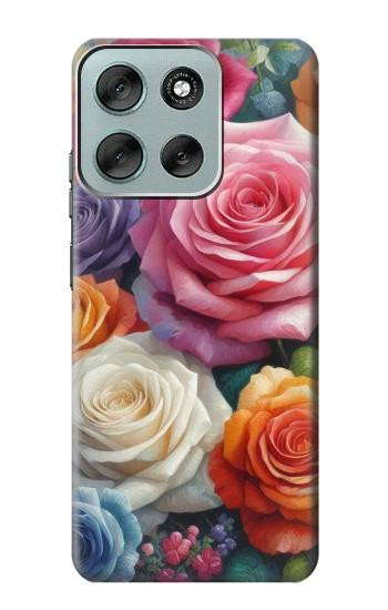 S3975 Colorful Roses Painting Hülle Schutzhülle Taschen für Motorola Moto G56
