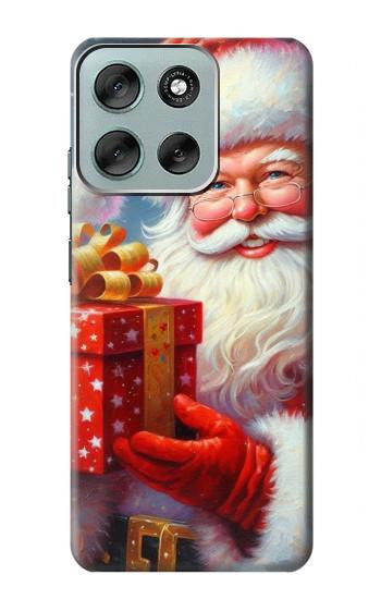 S4029 Xmas Smiling Santa Claus Gift Box Hülle Schutzhülle Taschen für Motorola Moto G56