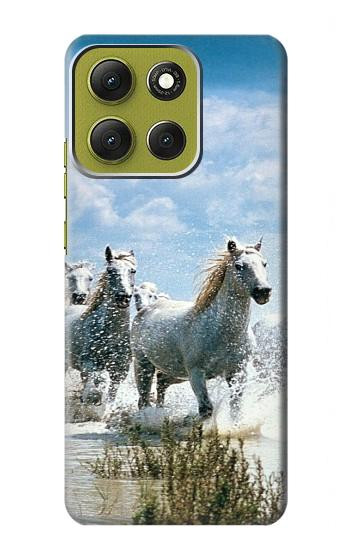 S0250 White Horse Hülle Schutzhülle Taschen für Motorola Moto G86